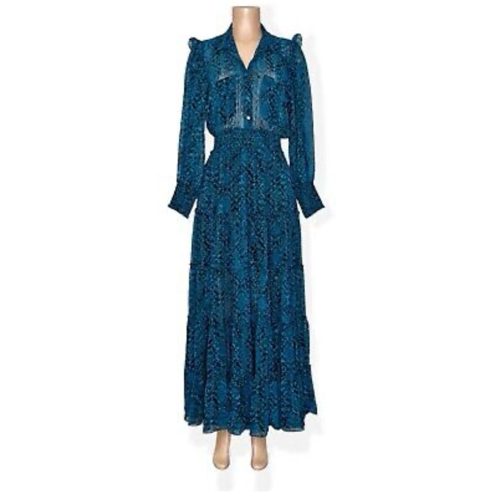 MISA LOS ANGELES Aydeniz Maxi Dress, Snake Teal, XS